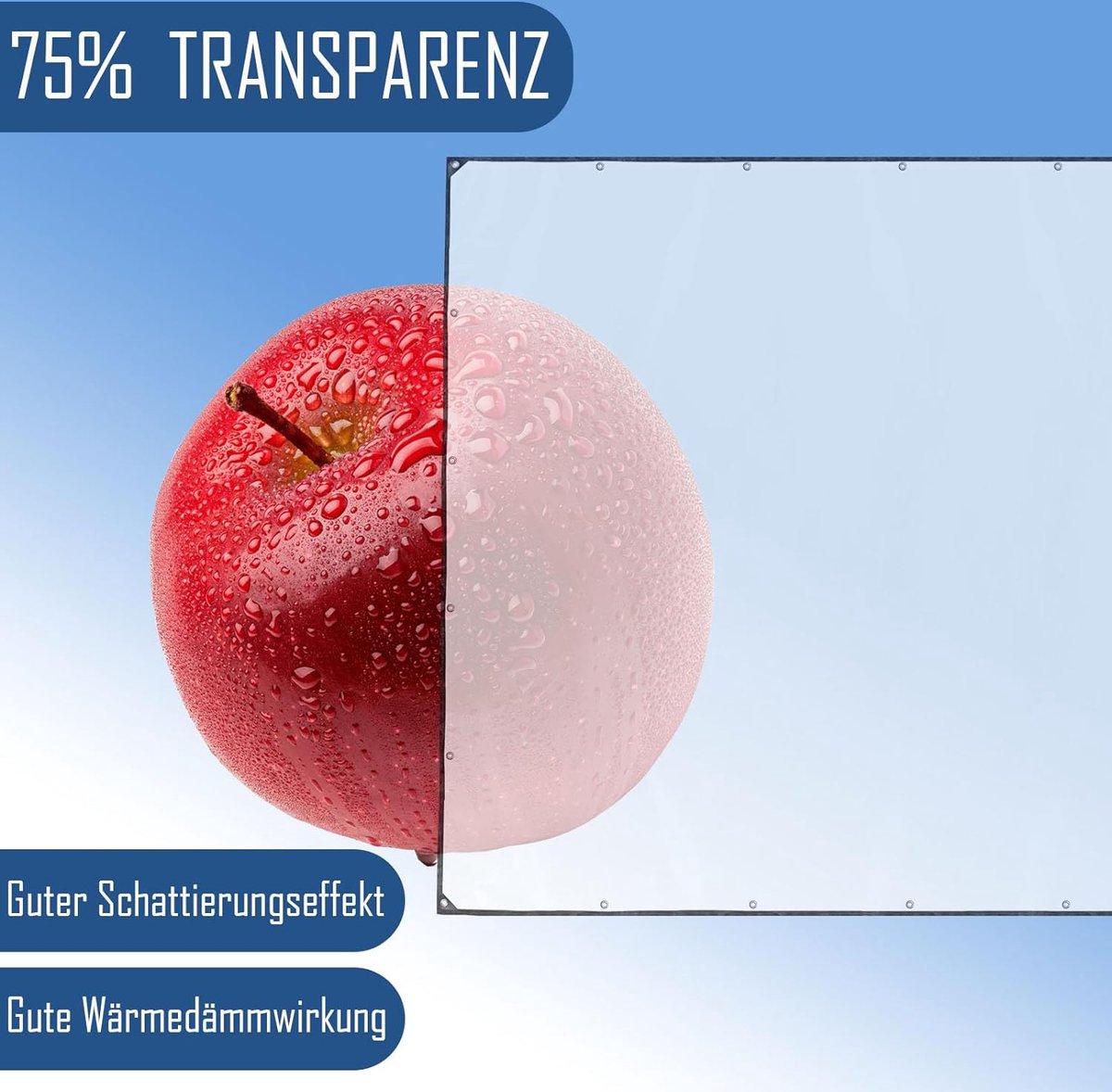 Waterdicht transparant PE-zeil met ingeperste ringen, weerbestendig, opvouwbaar, regenbescherming voor tuinmeubelen, planten en kassen, geschikt voor camping, balkon, afdekzeil, waterdicht, 2x4
