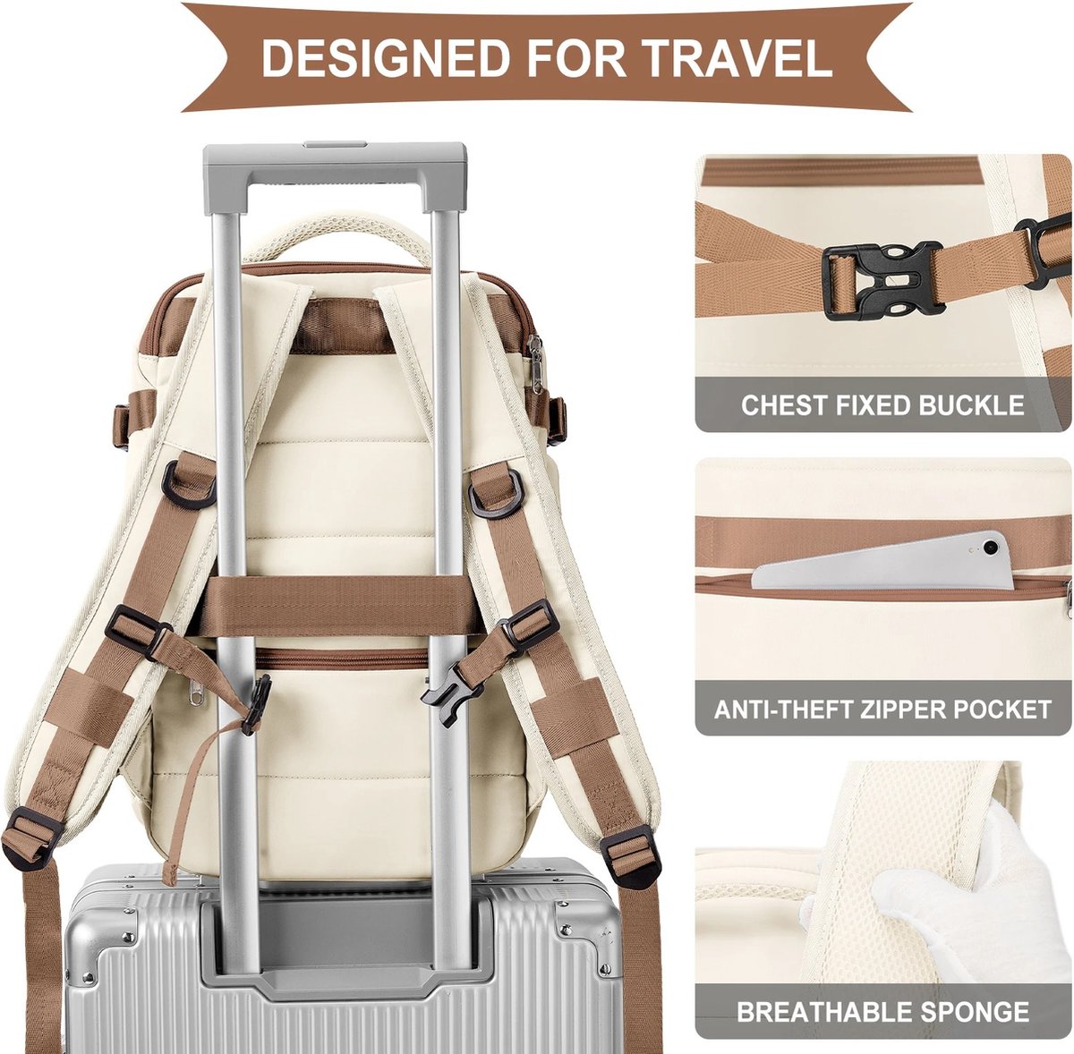 Backpack - Travel bag - Hand luggage - Laptop bag - Travel backpack - Compact and stylish - 40x25x20 cm