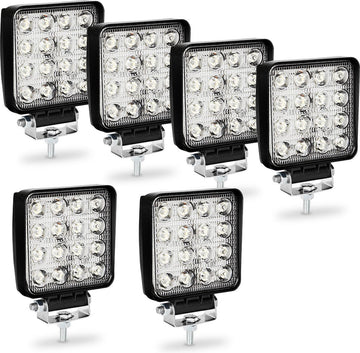 6x Led werklamp 48 Watt - Worklight - werkverlichting - veel licht - auto - bus - achteruitrijverlichting - extra led koplamp voor offroad 12 V 24 V koplamp IP67-waterdicht, achteruitrijlicht voor tractor, auto graafmachine, SUV, UTV, ATV