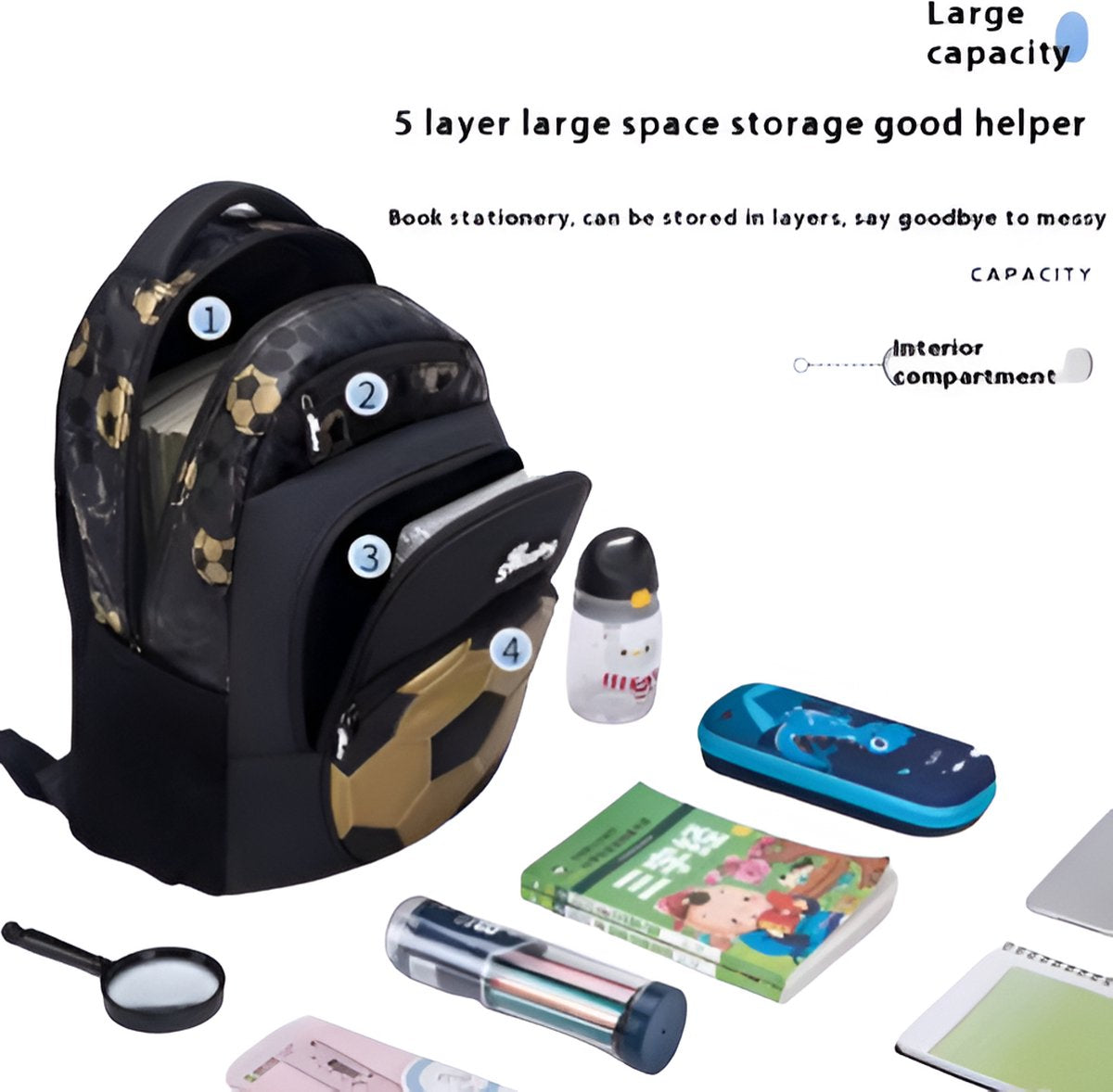 E-Shop4u - New Oxford Football School Bag for Boys | Durable, Comfortable & Stylish - Black Gold