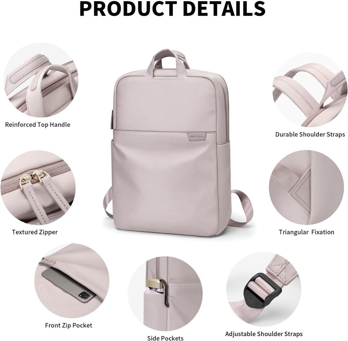 SUPAGS Reizen Laptop Rugzak voor Vrouwen - Slanke Boekentas Business Computertas Geschikt voor 13.3 15.6 17 Inch Notebook Dames Rugzak