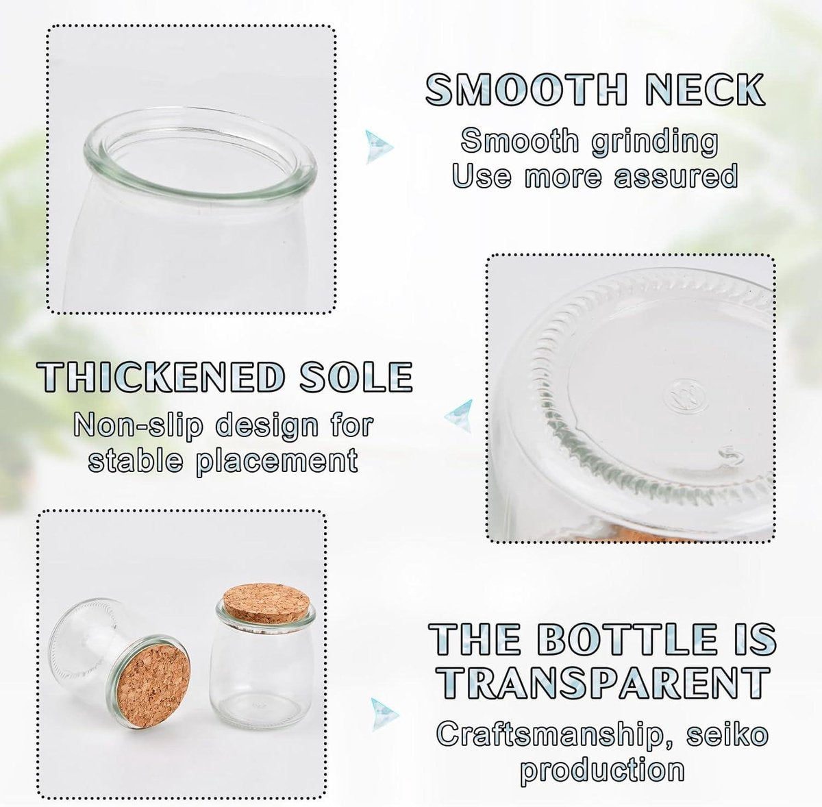 Glass bottles with cork - 10 pieces - 200 ml - small canning jars - jam jars - spice jars - round glass jar - milk glass bottles - pudding jars - storage jars for kitchen - party jam jars with lid