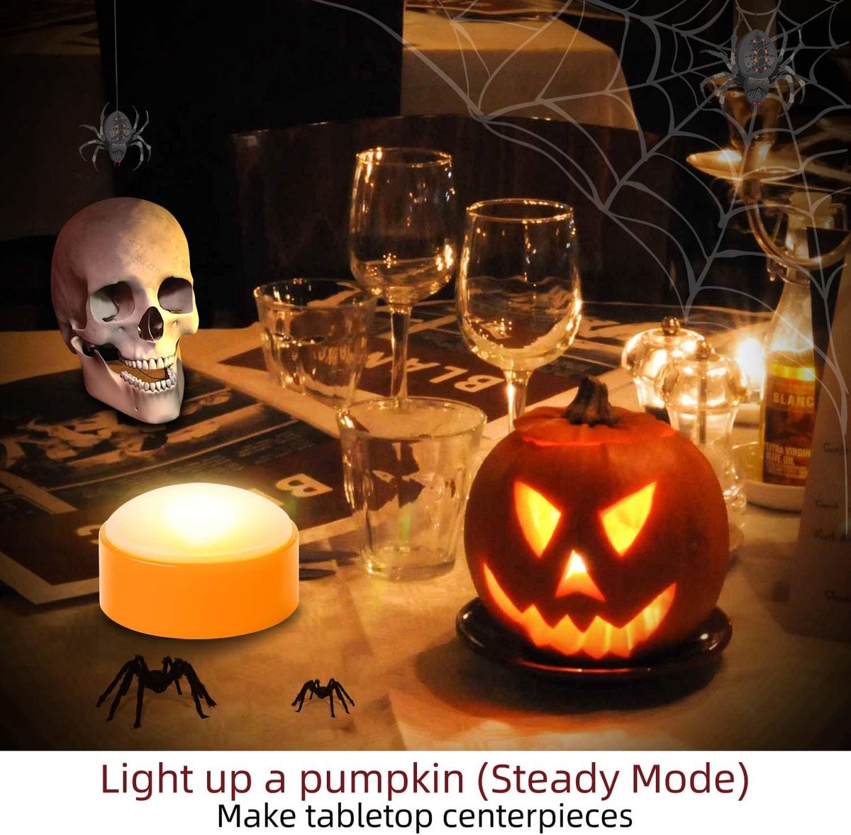 8PCS Halloween Pumpkin LED Lights with Remote Control Timer Bright Flickering Battery Operated Jack-O-Lantern Electric Flameless Candles for Halloween Decorations Gift
