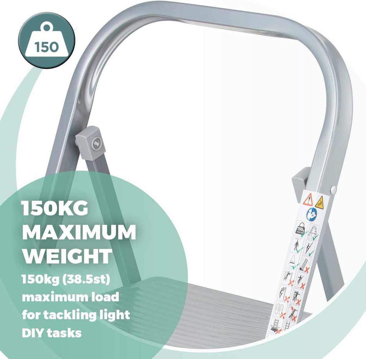 Elysium - Household ladder 3 Steps - Kitchen ladder 3 Steps - Stepladder With 3 Steps