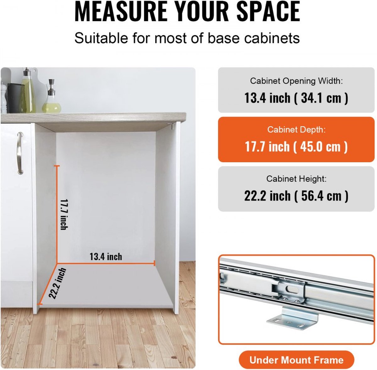 Pull-Out afvalemmer onderbouw keukenafvalbak met push-handgreep 16 kg draagvermogen Heavy-Duty vuilnisrecycling prullenbak voor keukenkast onder gootsteen
