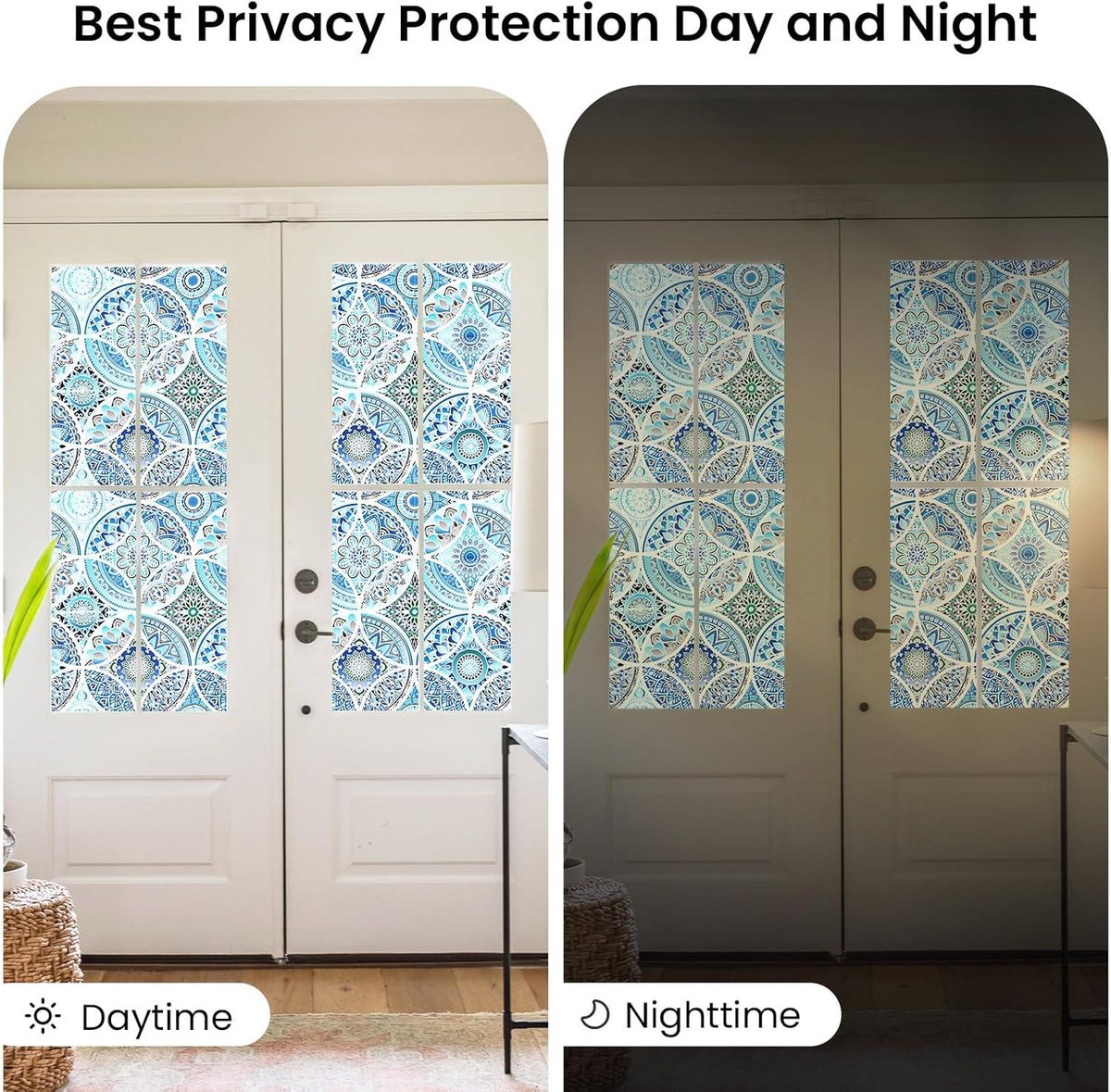 Privacy raamfolie - Niet-zelfklevende glas-in-loodfolie voor badkamer - Warmtewerend en UV-bestendig - 90 x 200 cm