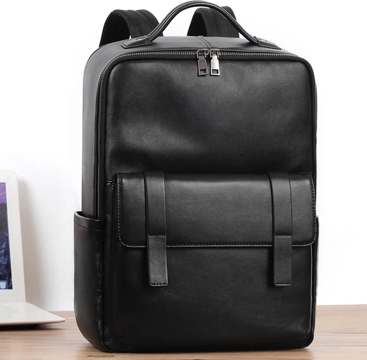 Stylish Genuine Leather Backpack for Men - Multifunctional Travel and Laptop Backpack (15.6 inch) - Waterproof & Durable - Ideal for Work, Business, and Travel