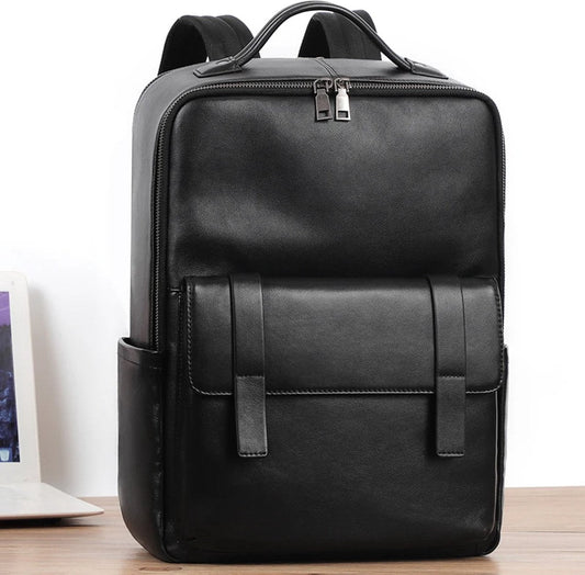 Stylish Genuine Leather Backpack for Men - Multifunctional Travel and Laptop Backpack (15.6 inch) - Waterproof & Durable - Ideal for Work, Business, and Travel