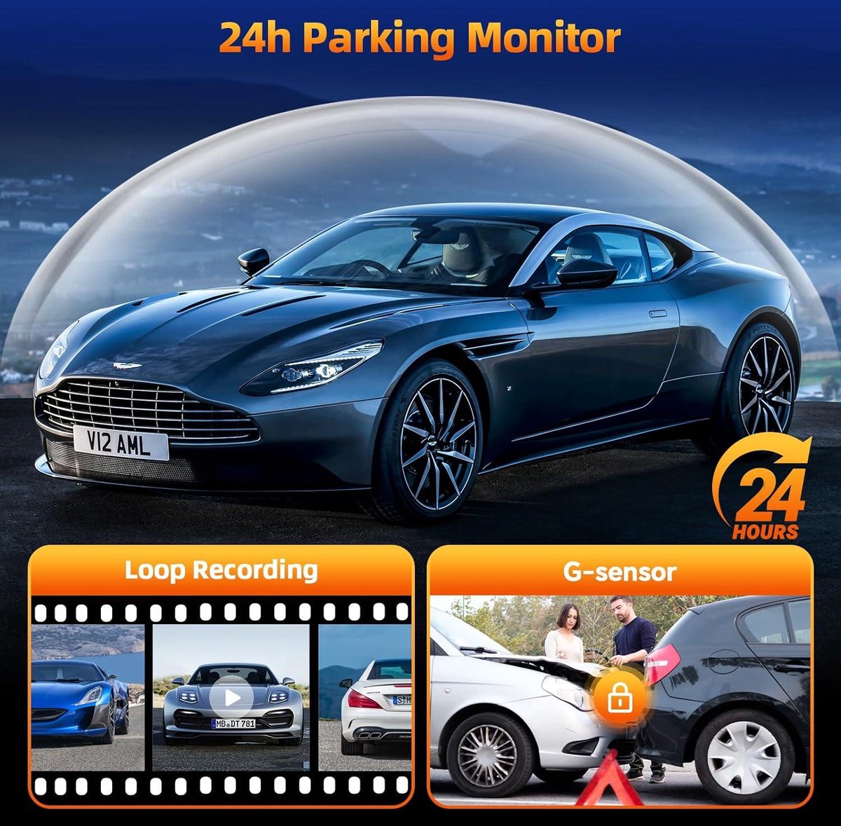 9 inch Carplay-scherm met 4K-dashcam - 1080p achteruitrijcamera - draagbare autoradio - draadloze A-pple Carplay - Android Auto - Mirror Link - GPS-navigatie - G-sensor - loopopname - AUX - FM Dashcam voor auto