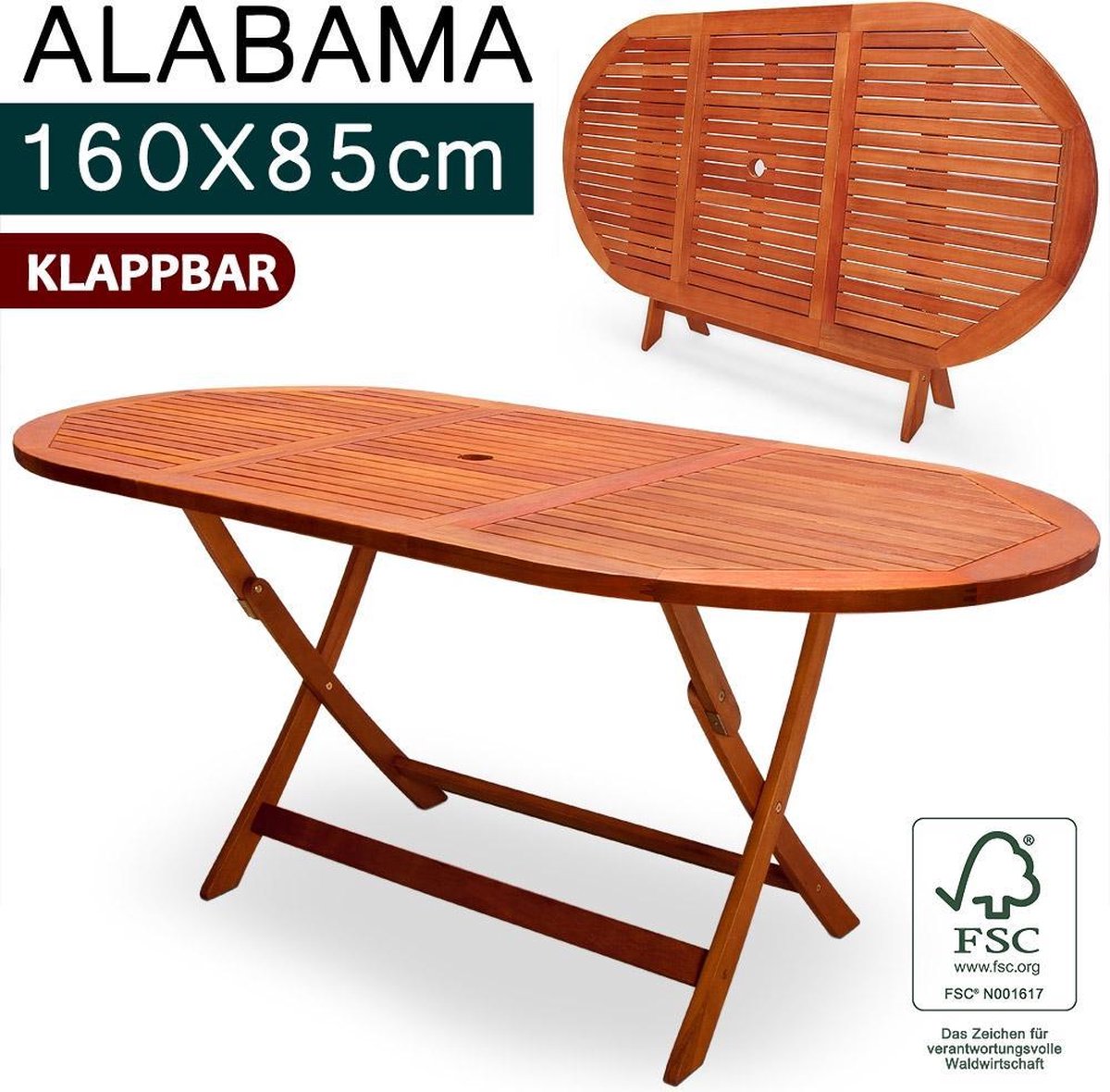 Garden table acacia wood - 160x85x75cm - FSC-certified