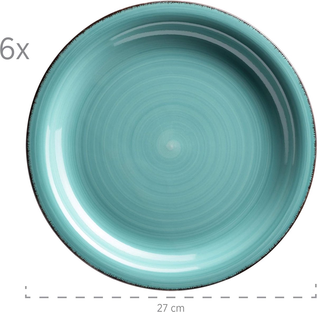 Bordenset, 6 Personen, 12-Delig, Turquoise