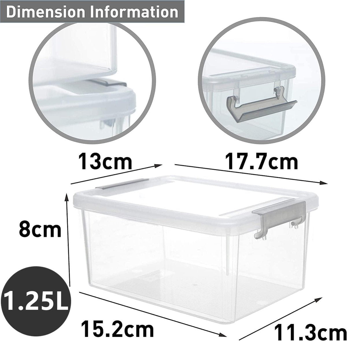 125 l Citylife Opbergdozen set voor kleine onderdelen - 10 stuks met deksel en handgreep - transparant - stapelbaar - elastisch en robuust plastic - Lego en knutselspullen. transparante doos