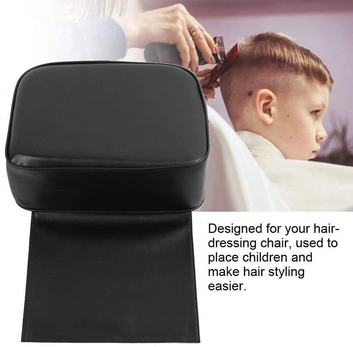 Kinderkussen Kappersstoel - Zitverhoger Kinderen Haarknippen Styling Beauty SPA-apparatuur (Zwart)
