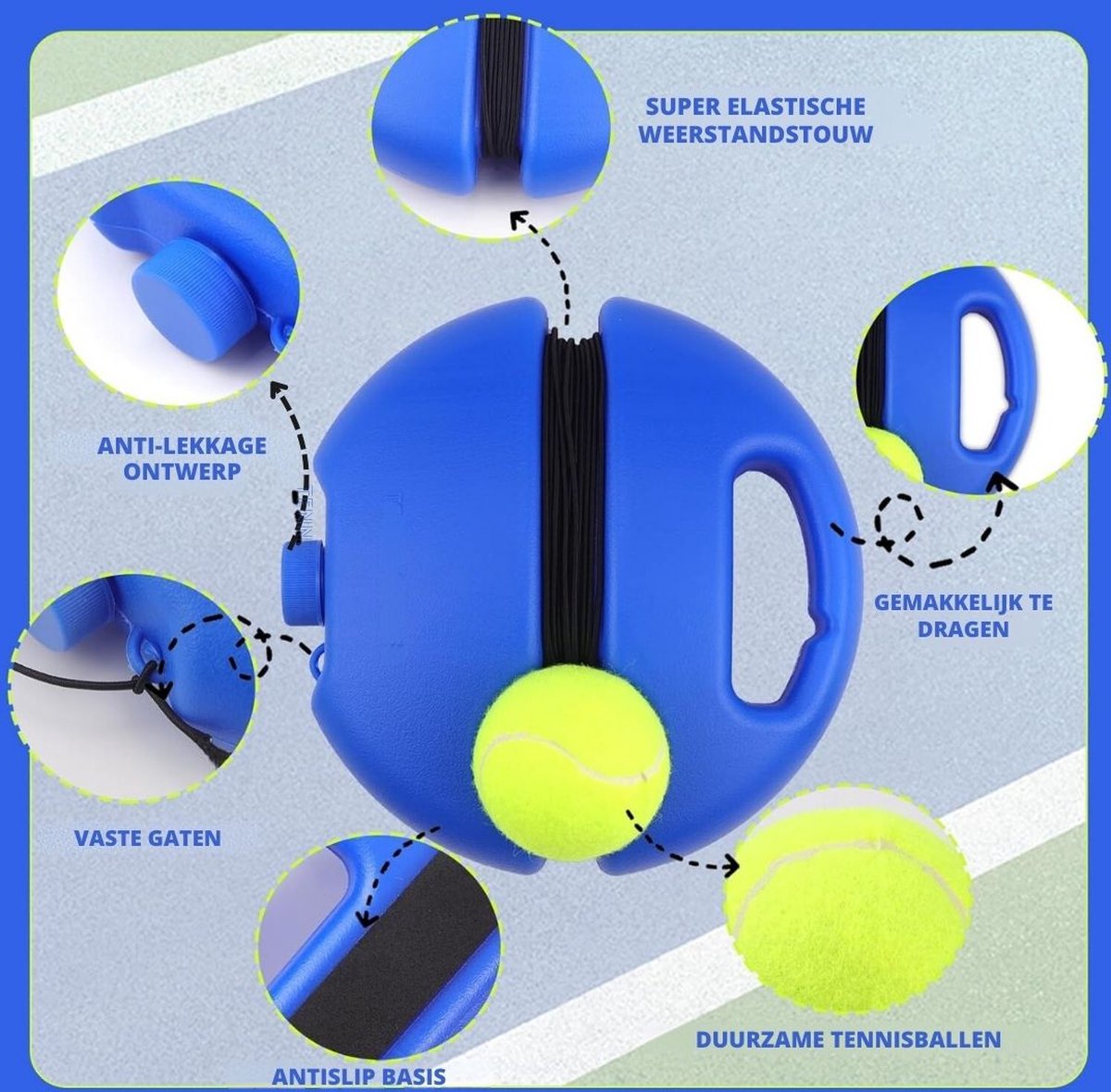 Tennispaal - Swingball - Tennispaal Met 2 Ballen - Tennispaal Swingbal - Tennispaal Kinderen En Volwassenen – Tennistrainer – Voor In de Tuin - Oefening