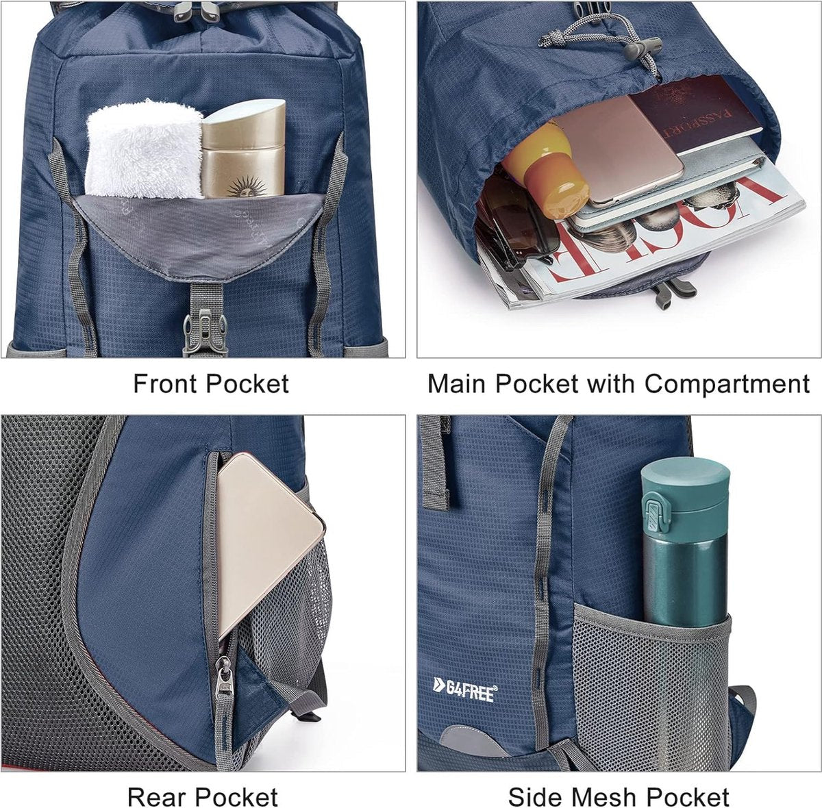 15 l ultralichte opvouwbare kleine trekkingrugzak voor dames en heren, wandelrugzak, dagrugzak, reisrugzak voor outdoor, wandelen, kamperen, reizen, klimmen