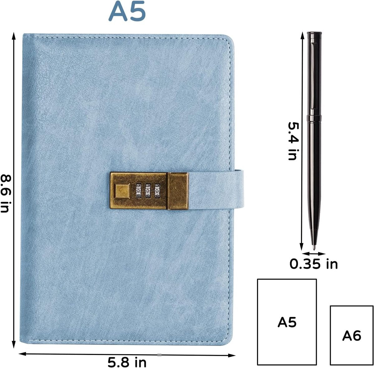 Equivera Dagboek met Slot - Notitieboek met Slot - Premium Papier - Notitieblok met Slot - Cijferslot - Dagboek