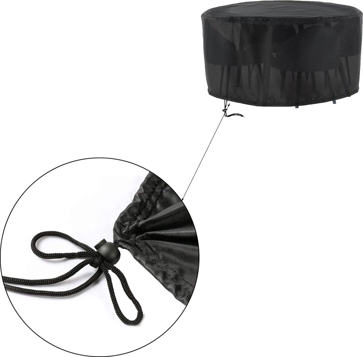 Round Garden Furniture Cover - 230 cm x 110 cm - Black - Protective Cover for your Garden Set - Garden Furniture Protective Cover