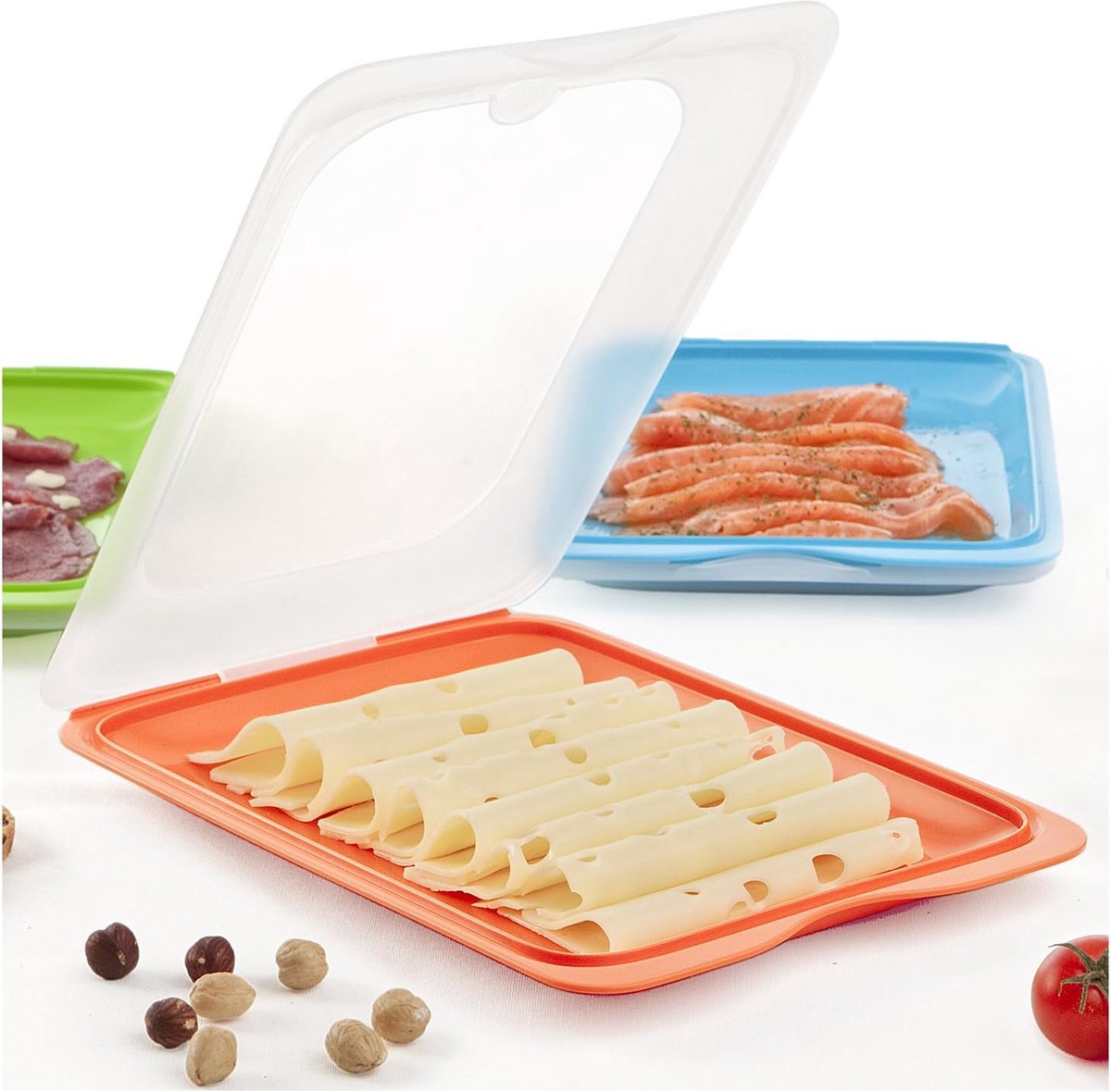 High-quality fresh food containers for deli meats Fresh System. Optimal storage in the refrigerator, dimensions 17 x 3.2 x 25.2 cm (8x Practic)