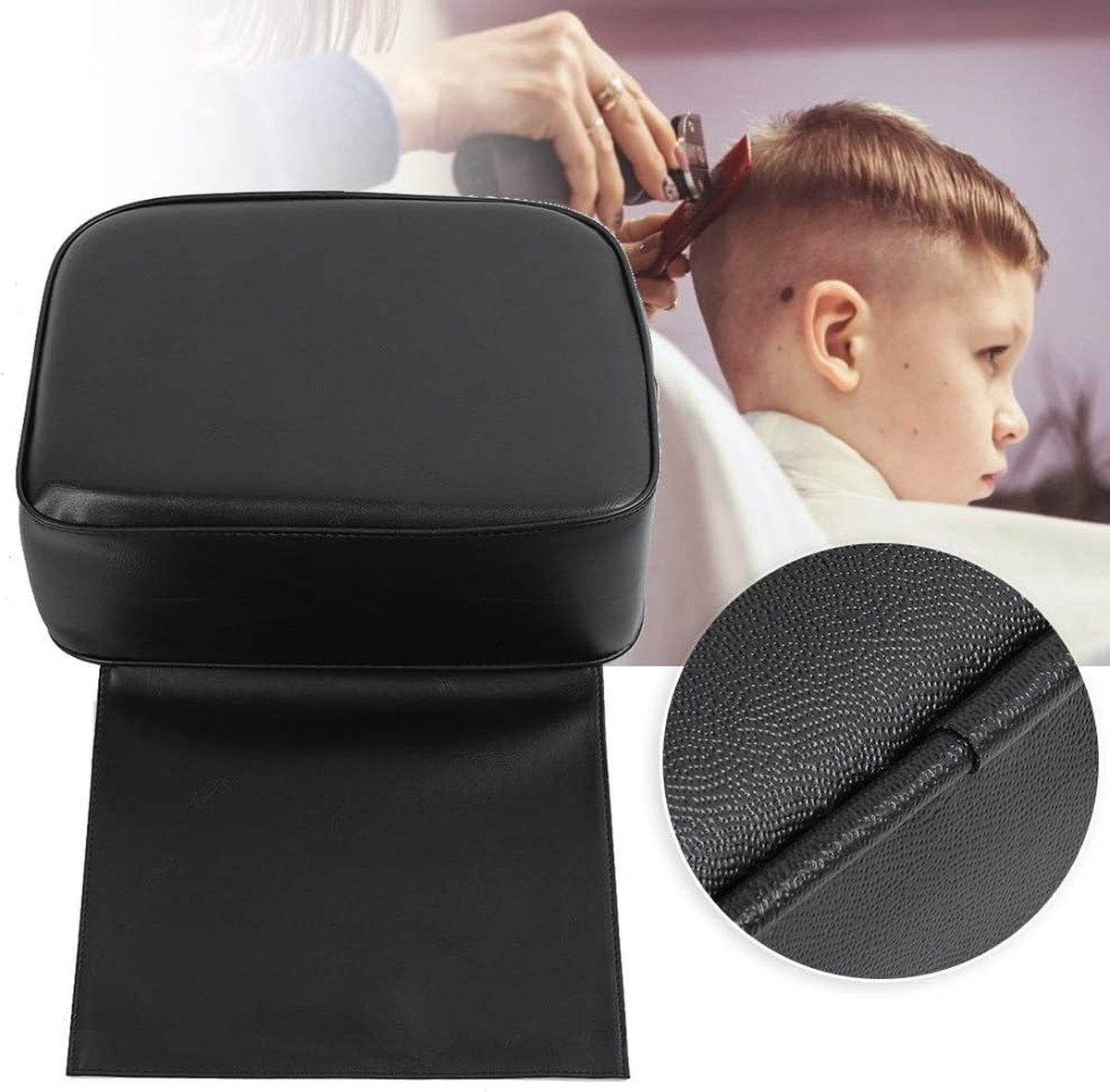 Kinderkussen Kappersstoel - Zitverhoger Kinderen Haarknippen Styling Beauty SPA-apparatuur (Zwart)