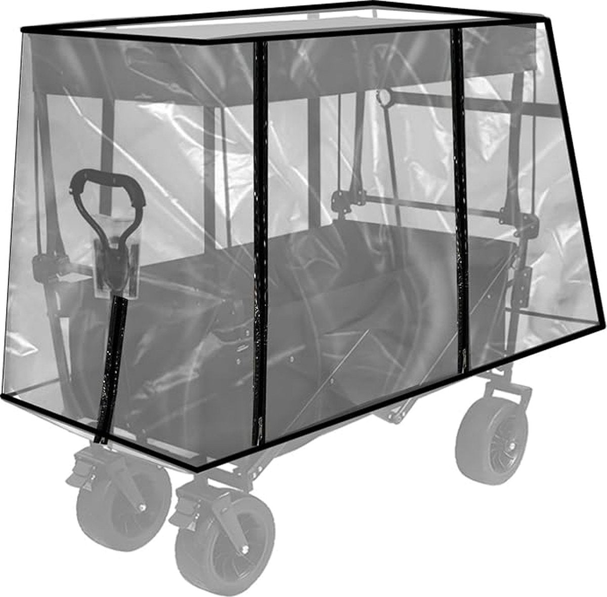 Regenhoes bolderkar - Transparante regenhoes voor bolderkar met dak - Opvouwbaar - Ritssluiting - 74x51x110cm