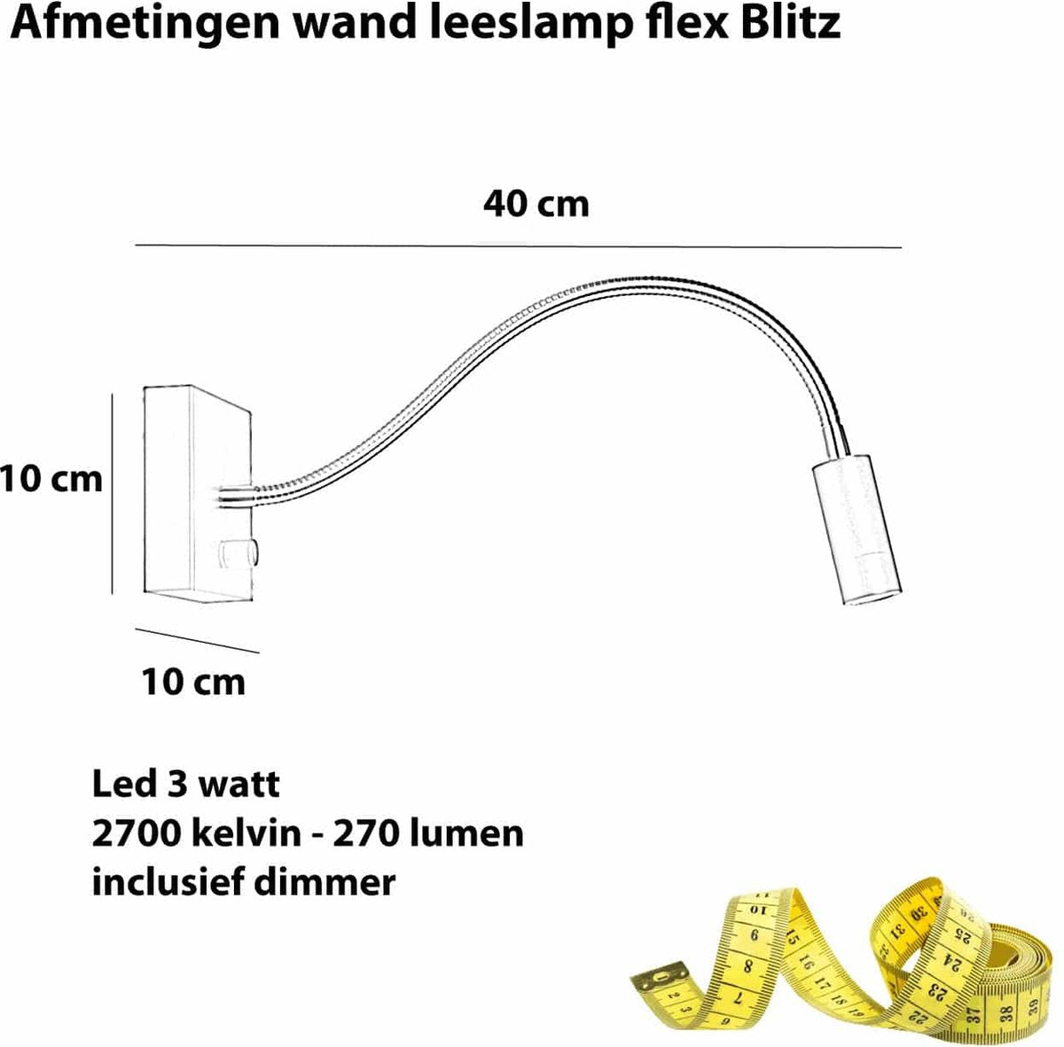 Wand leeslamp LED Blitz zwart