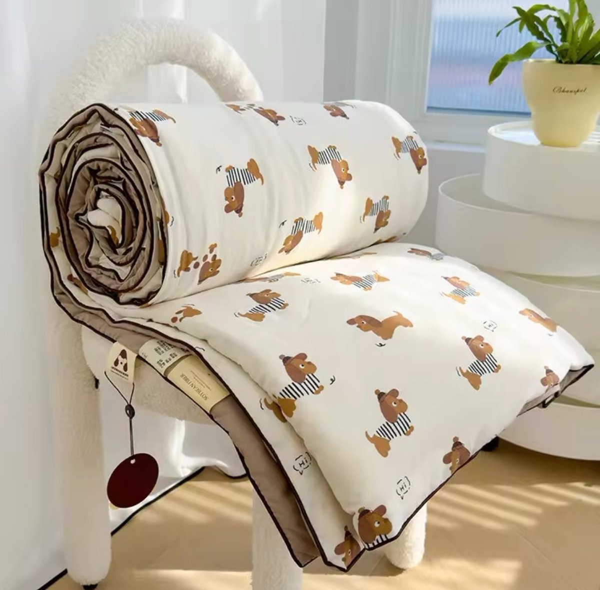 Teckel - deken - sprei - zomersprei - quilt - plaid - teckelprint - hond - 150x200cm
