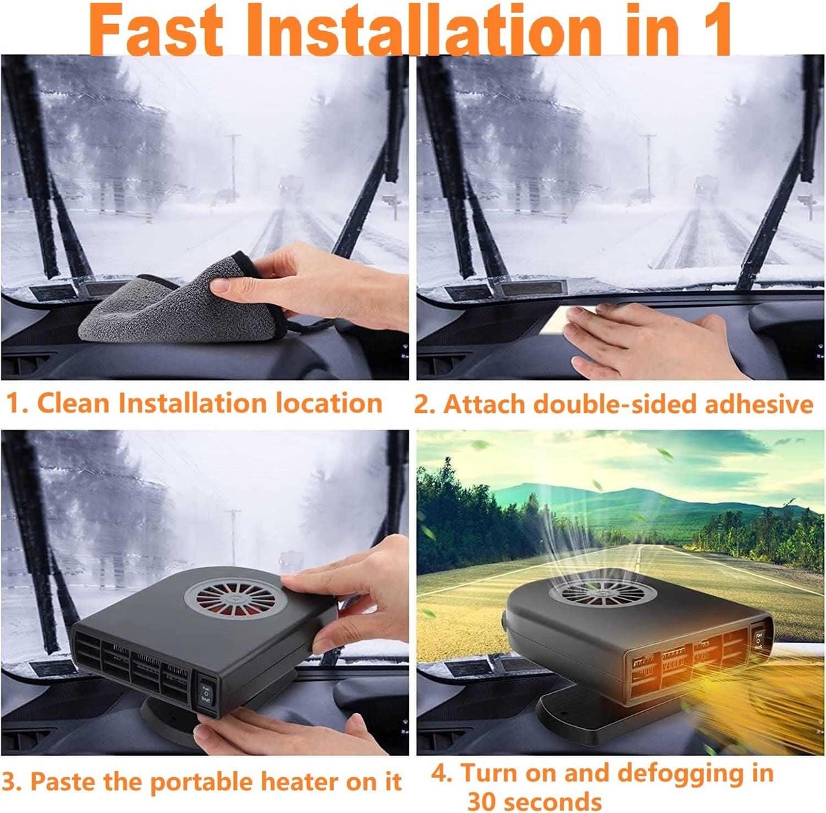 Portable Car Heater 12V 120W - Fast Heating & Cooling Function - Car Defroster Windshield - Cigarette Lighter Plug Car Heater 12 Volt Heater