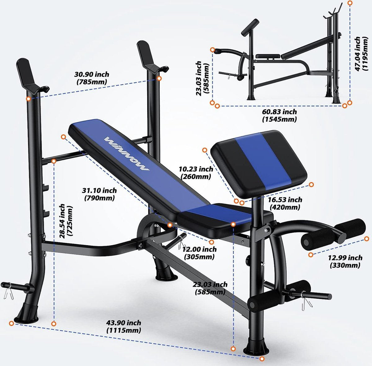 Adjustable dumbbell bench with leg extension and preacher curl - home training fitness studio weightlifting bench - full-body workout - bench press - dumbbell bench for home - fitness equipment fitness bench