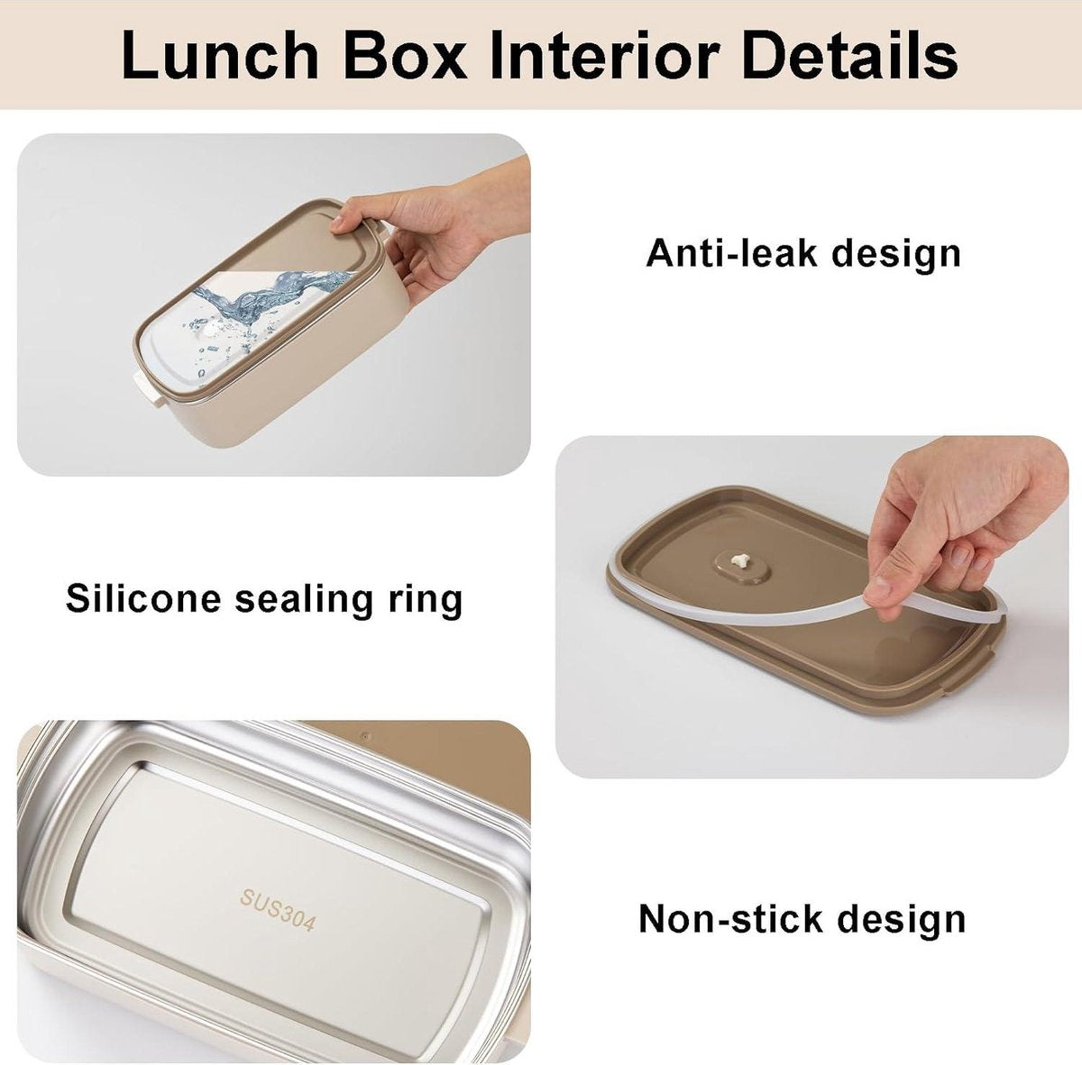 Lunchbox 1900ml Bento Box Volwassen Lunchbox Roestvrij staal Thermisch Compartiment Tiffin Lunch Snack Box 2-laags geïsoleerde Bento voedselcontainer Stapelbare lunchbox met lunchtas en soepkom - Maat Large, Lille Home