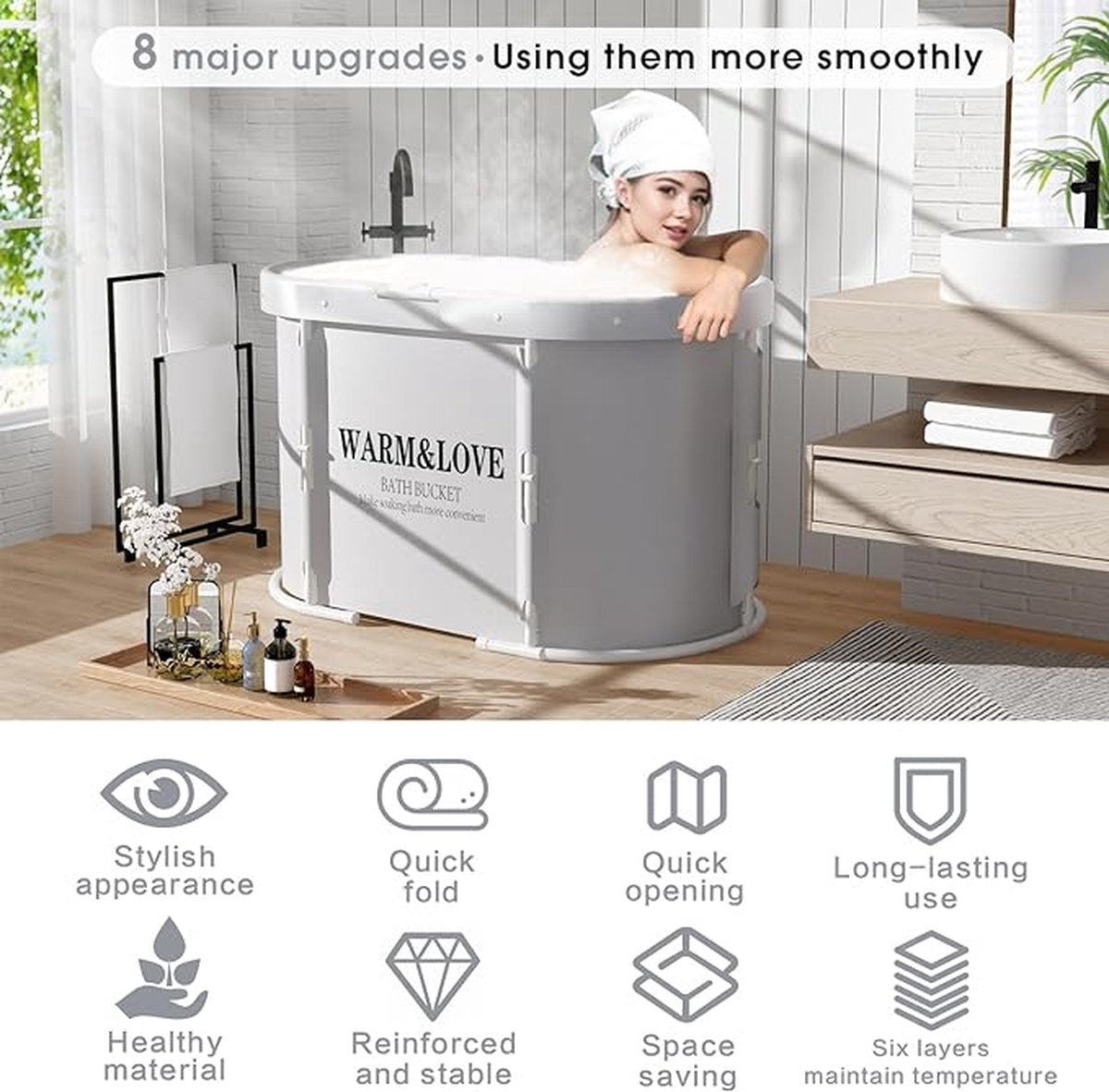 Bathtub - Foldable Bathtub - Mobile Bathtub - Ideal for small bathrooms - Ice bath - Hot bath