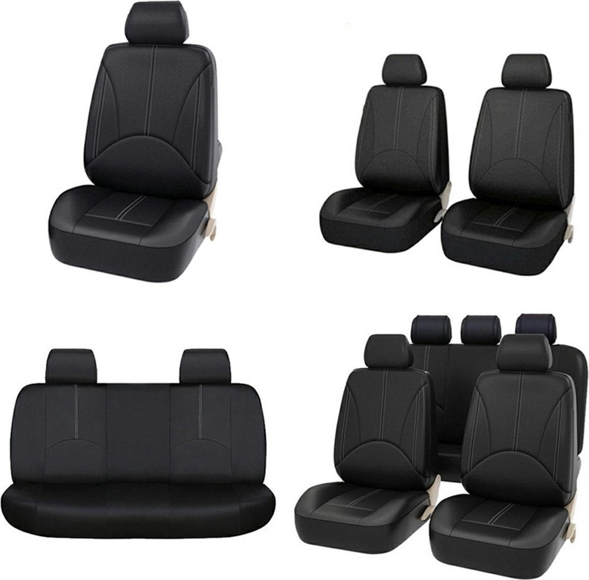 Universal car seat covers - Eco Leather - Black - Car seat cover - Complete set - Seat cover set