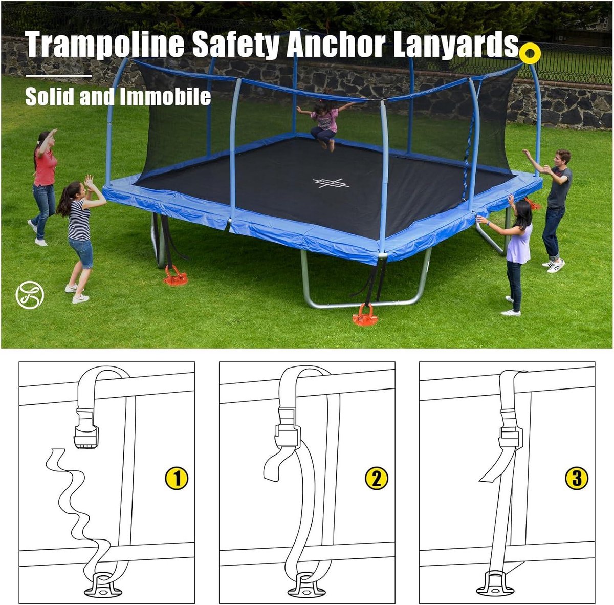 Grondankers 4 stuks haringen - verstelbare riemen - draaihulp - voor trampoline tuinhuis schommels & spiraal grondankers