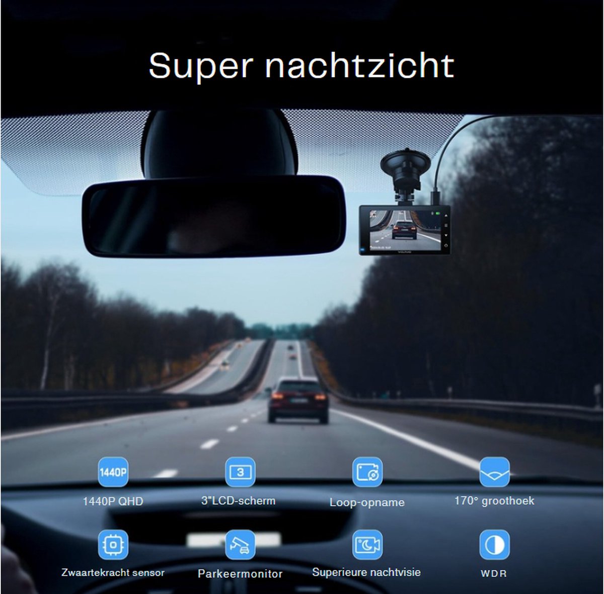 Dashcam - Beveiliging - Universele Pasvorm - Met Achteruitrijcamera - Display - Autocamera