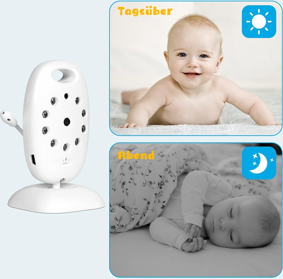 Babyfoon - Baby Monitor - Babyfoon Met Camera - Zonder Wifi Baby Geboorte Video Deurtelefoon Draadloze Audio Tweerichtingscommunicatie 2,4 GHz Temperatuursensor Nachtzicht LCD-scherm Babyfoon voor Babykamer