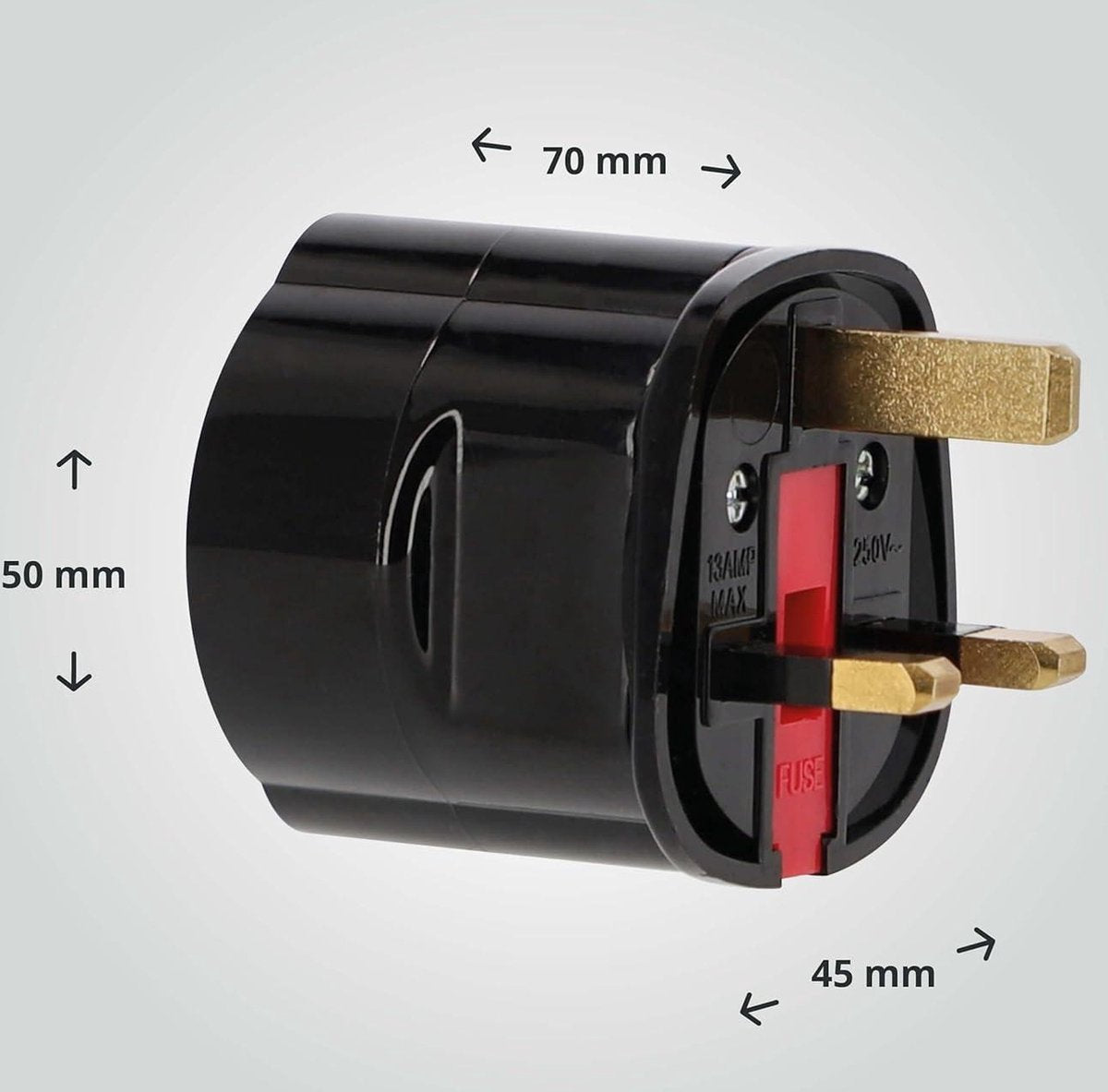 Reisstekker adapter VK 3-polig Engeland - 2 stuks - EU Schuko - type G - zwart