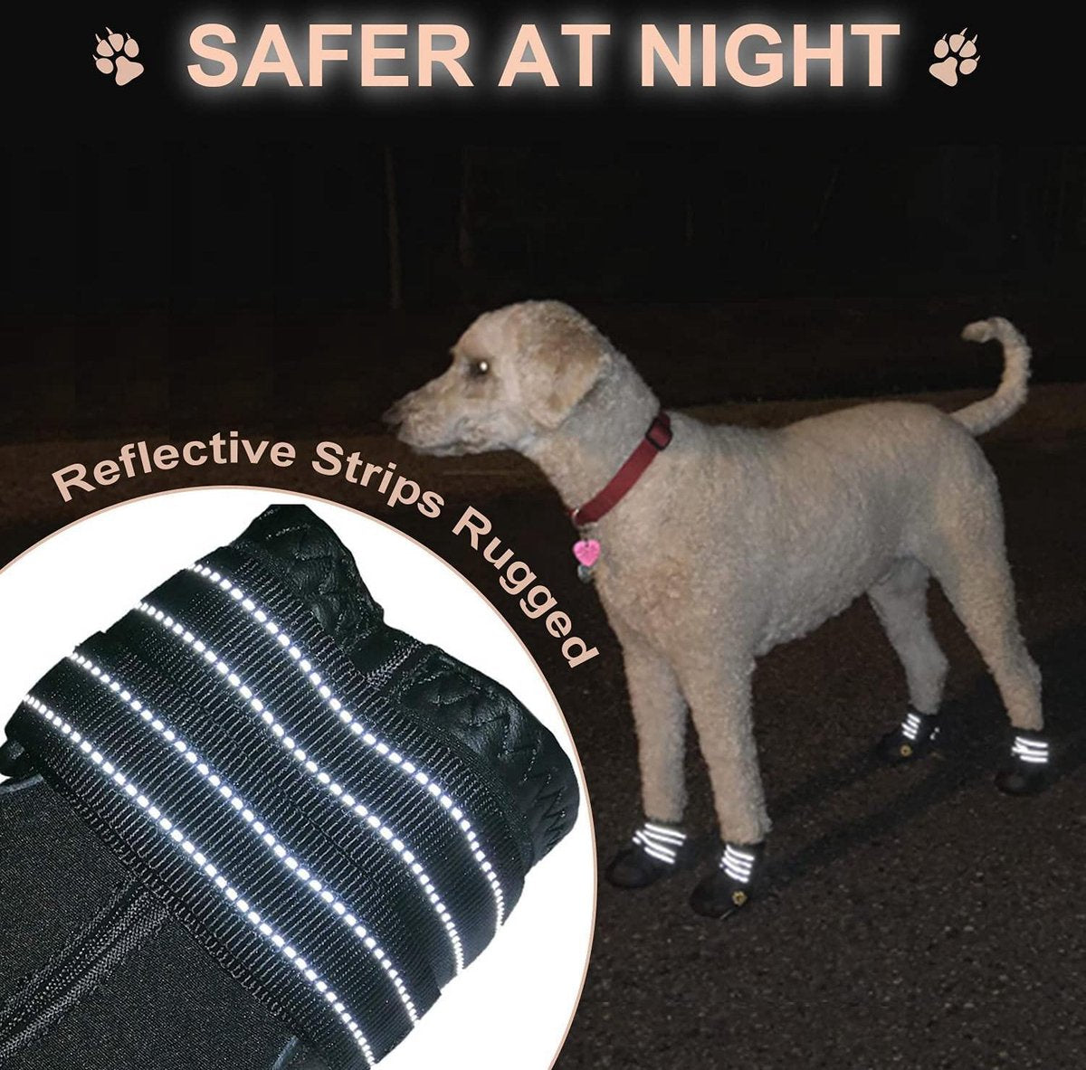 Dog Boots - Paw Protection - Anti-slip and Water Resistant - Size #2/XS - 4 pcs - Black/Flowers
