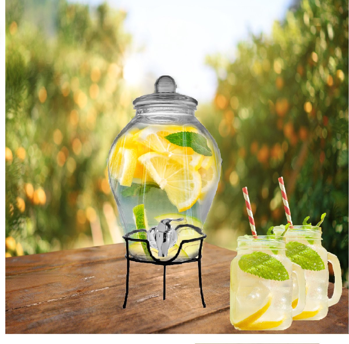 Drankdispenser met Kraantje - Limonadetap - Sapdispenser - 6 Liter - Glas