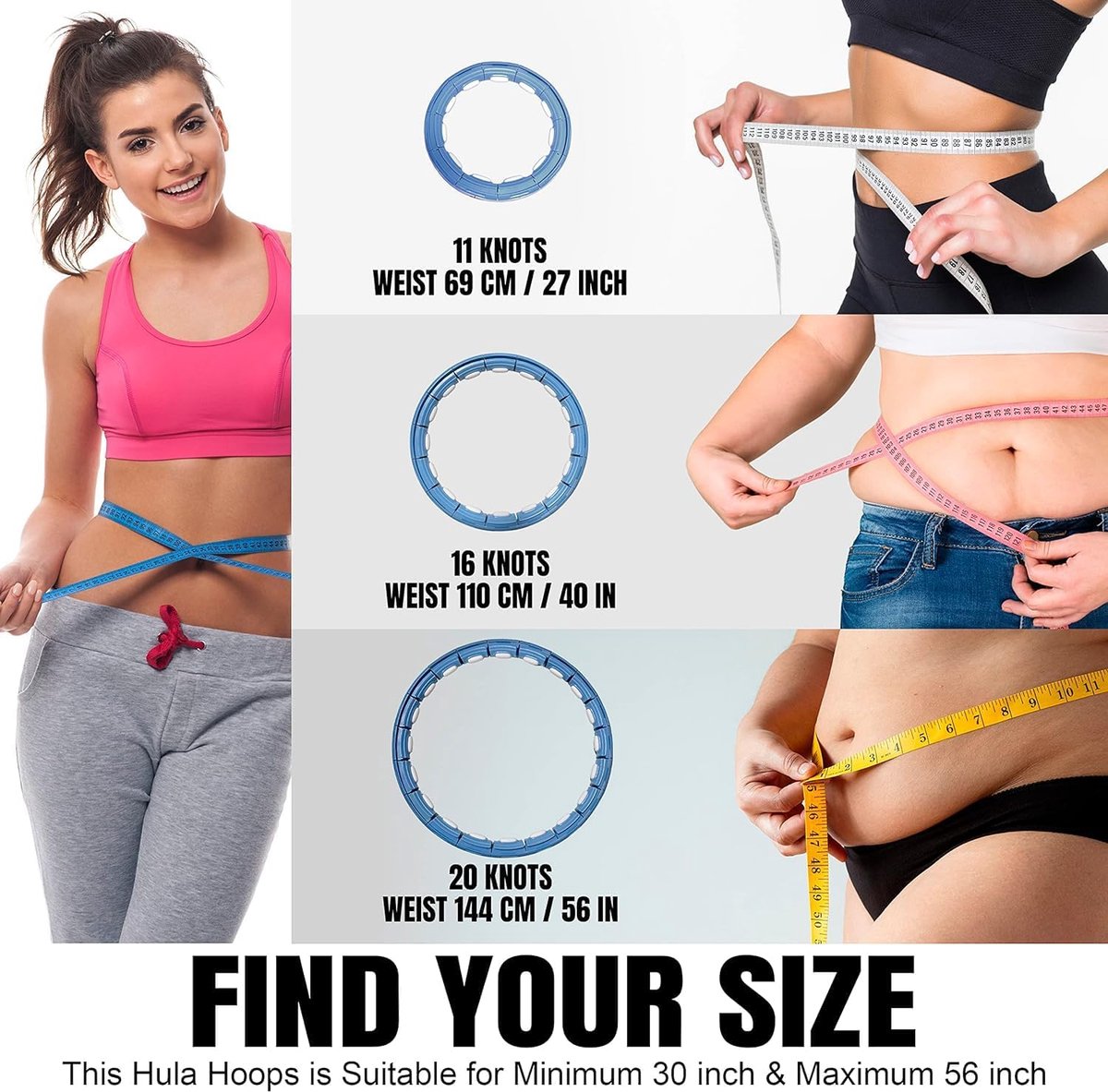 Smart hula hoop voor volwassenen, met teller, fitness hula hoop met gewichtsbal, stil en draaiend, voor training met plezier, hula hoop om af te vallen