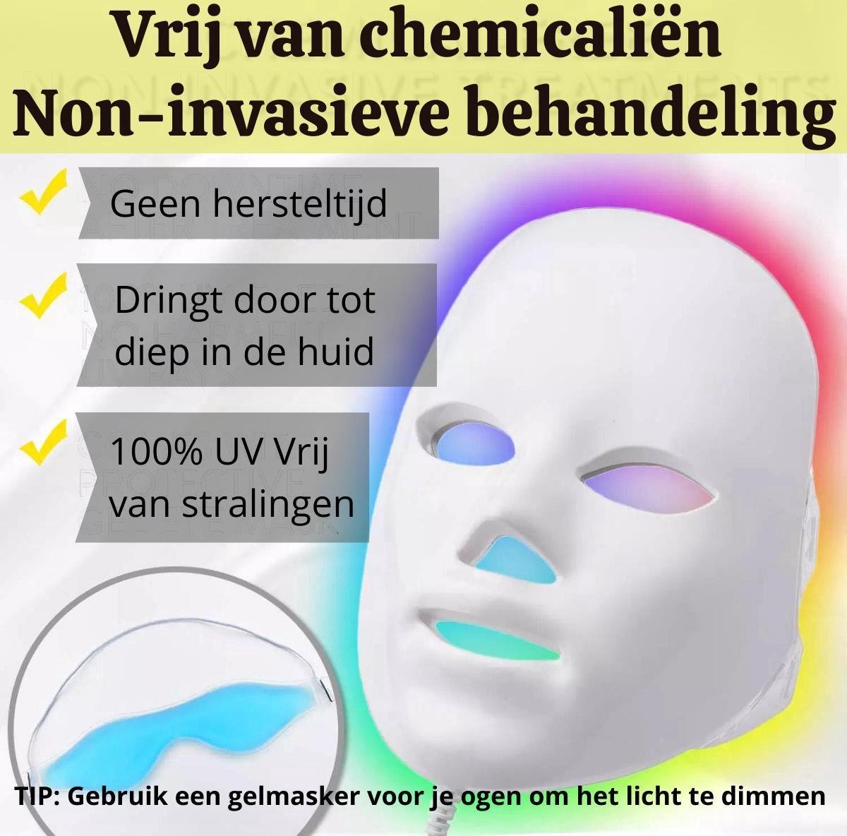 VENEUX® Led masker – lichttherapie – gezichtsmasker led – acneverzorging – anti-aging apparaat – huidverzorging - 7 kleuren – FDA - CE – 2020