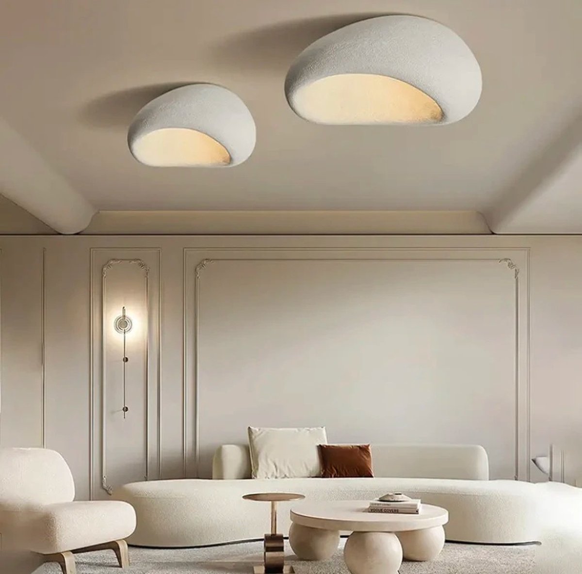 Nordic LED Ceiling Light 29 cm Cement WHITE - Pendant Lamp - Wabi Sabi - Japandi - Minimalist Lamp - Texture White Decorative Element - Chandelier - Stylish Lighting - Japandi Aesthetic - Minimalist Design - Modern Contemporary Look - LED