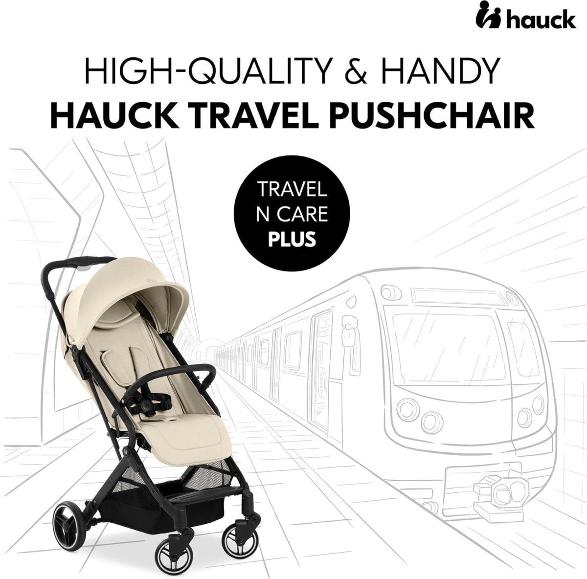 Travel buggy with lie-flat function - UV protection 50+ - Loadable up to 25 kg - Compact fold - Vanilla Buggy collapsible airplane