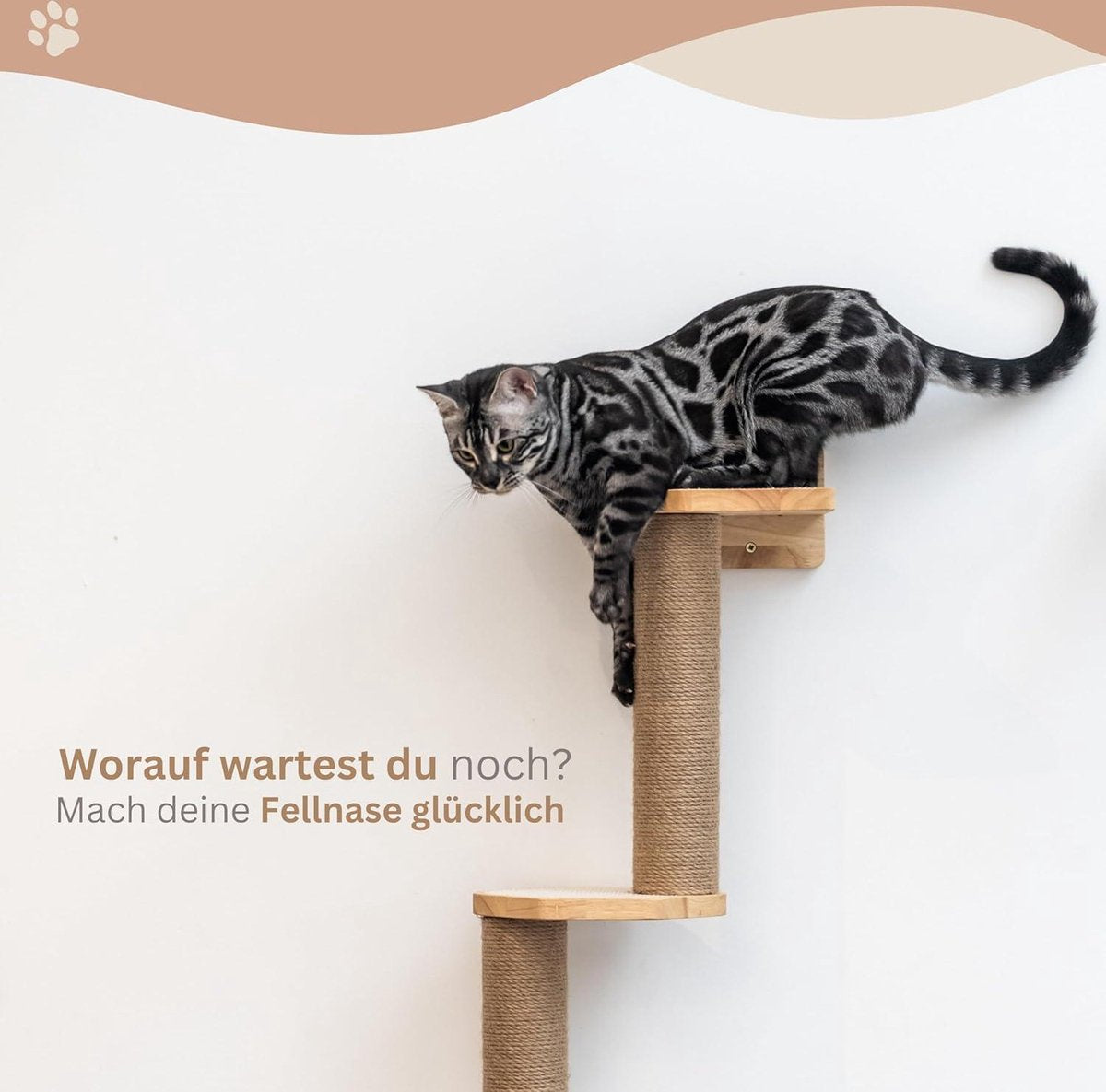 Climbing wall for cats - solid wood and jute - scratching post wall - scratching board - cat stairs - cat wall - wall scratching post - cat furniture - 3 assembly options - gray