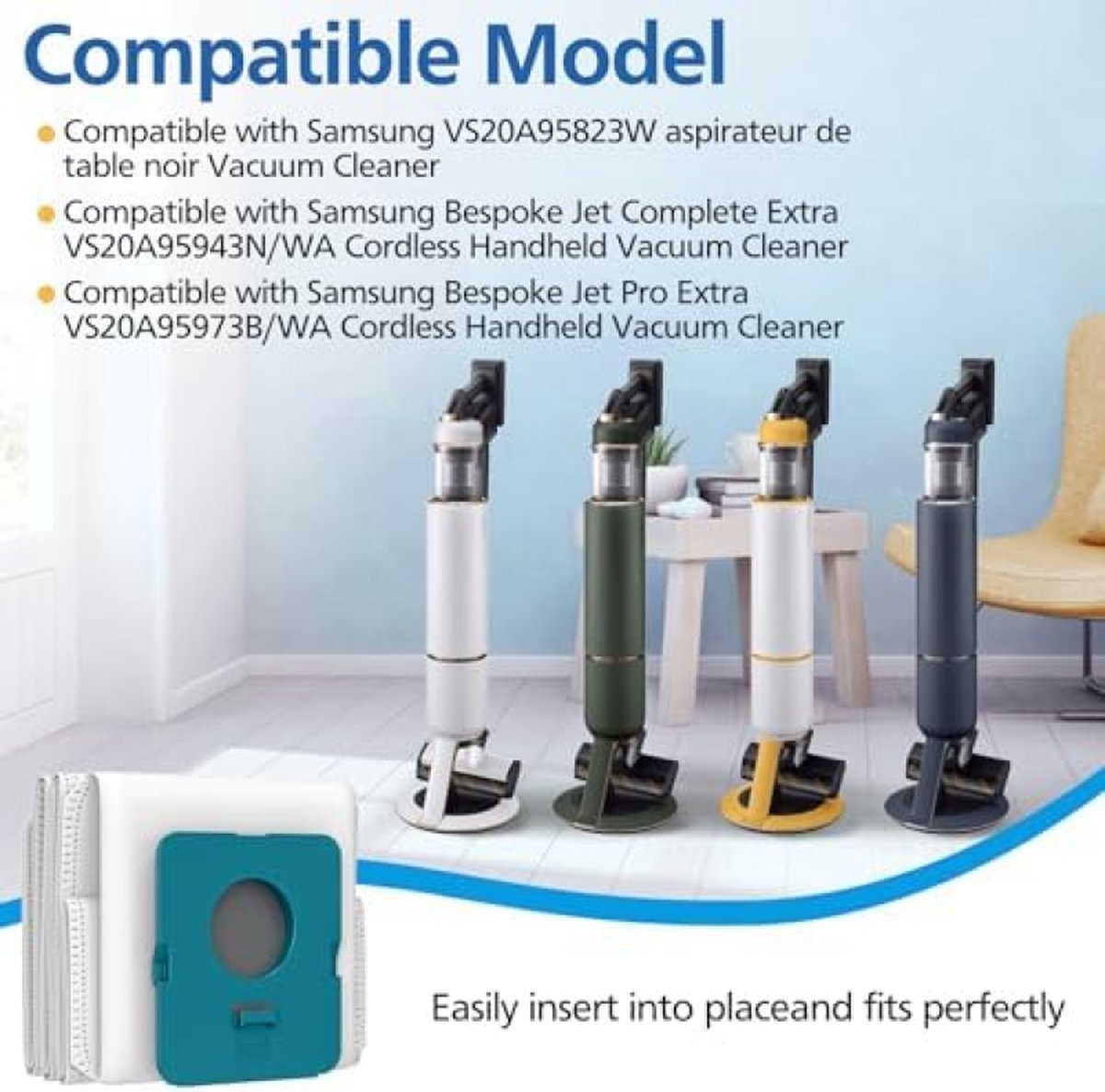 8-pack VCA-ADB952 stofzuigerzak voor Samsung Bespoke Jet Pro Extra, Complete Extra, Complete stofzuiger
