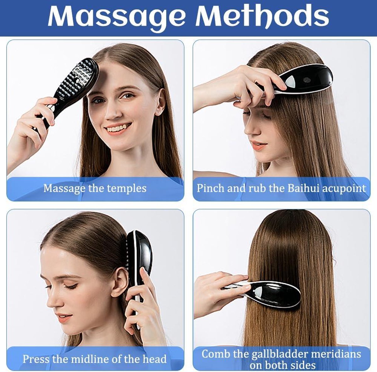 Scalp Massager Therabrush 2-in-1 Electric Massage Brush - Spray Massage Comb with Red and Blue Light