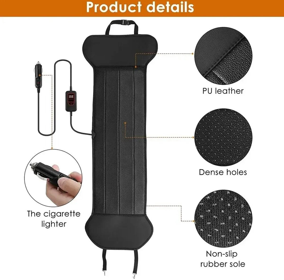 vanBoni Autostoelverwarming - Autostoel Verwarming Kussen - Elektrische Auto Accessoires Verwarming - Instelbare Temperatuur - Oververhittingsbeveiliging - 12V