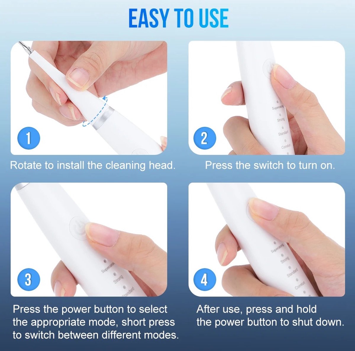 Bolmans - Electric Sonic Dental Scaler - Tartar Remover - Teeth Cleaning - Teeth Whitening - Toothbrush - Tartar Remover - Incl. 4 Tartar Hooks Oral Care