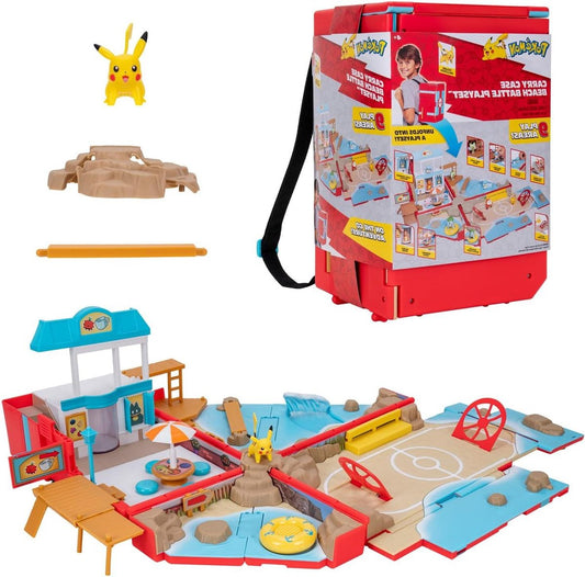 Rugzak van de strandtrainer - Pokémon-speeluniversum - minispellen - speelplaats op het strand - Pikachu figuur - speelgoedset - kinderen.