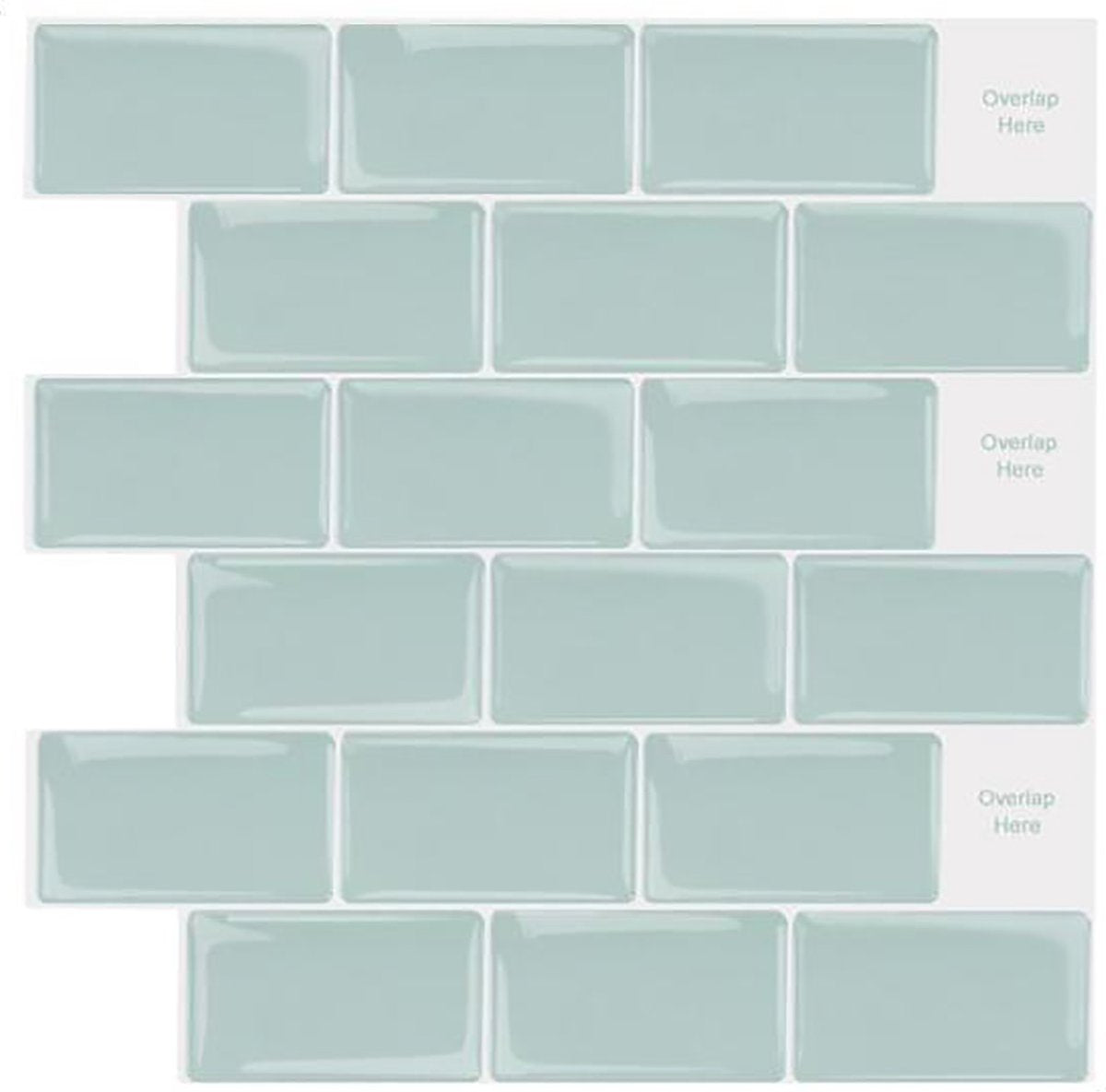 Overlapping Wall Stickers - 10 Pieces - 3D Adhesive Tiles - Living Room Wall Stickers - Bedroom Tile Stickers - Wall Panels - Self-Adhesive Wallpaper - Mint Green
