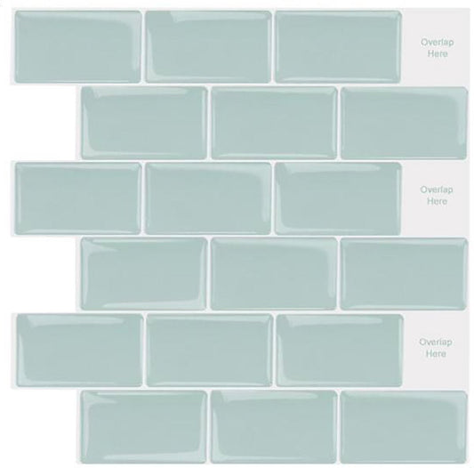 Overlapping Wall Stickers - 10 Pieces - 3D Adhesive Tiles - Living Room Wall Stickers - Bedroom Tile Stickers - Wall Panels - Self-Adhesive Wallpaper - Mint Green