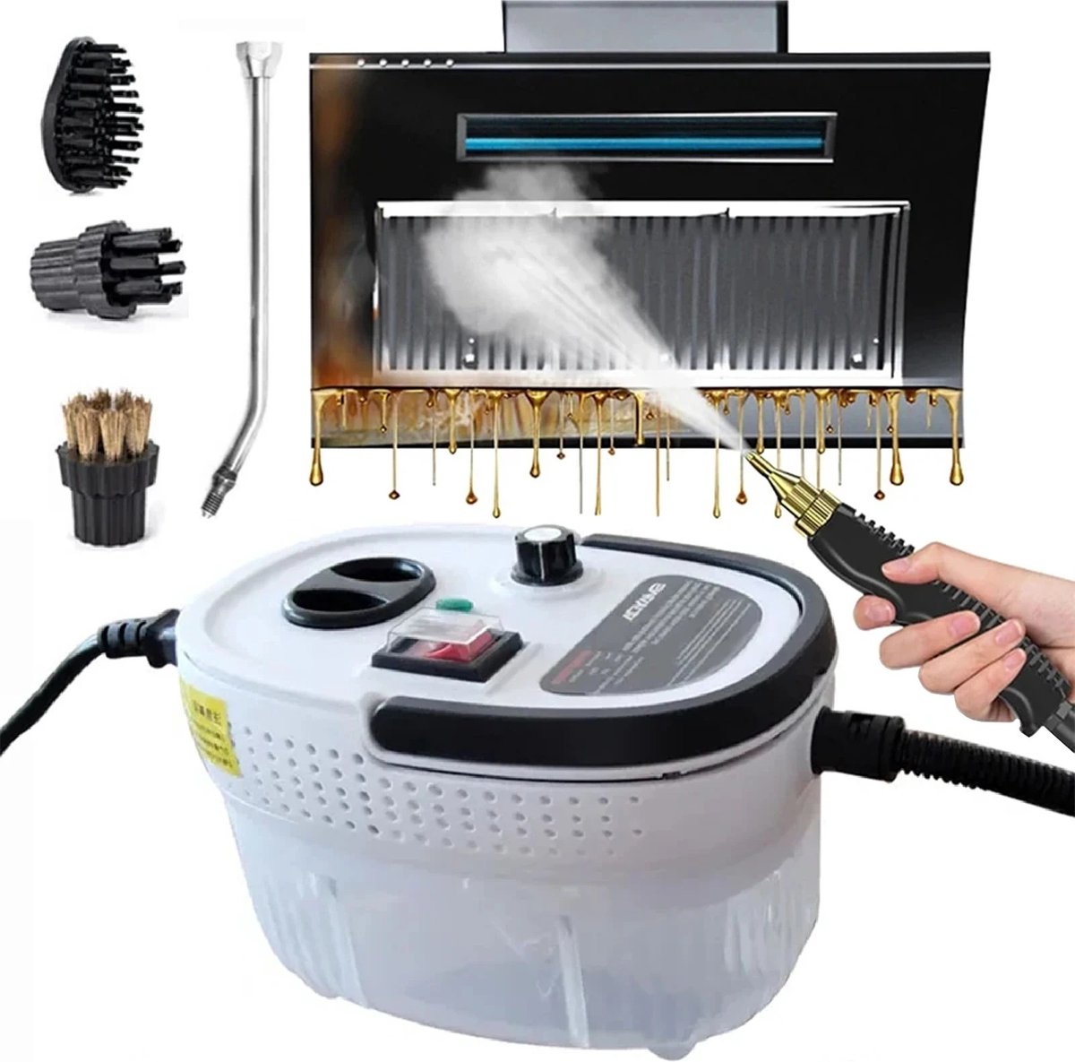 Hogedrukreiniger - Stoomreiniger - Huishoudelijk - Voor Keuken - Voor Badkamer - 2500W - Stoomslandlengte 2,2m - 900ml watertank
